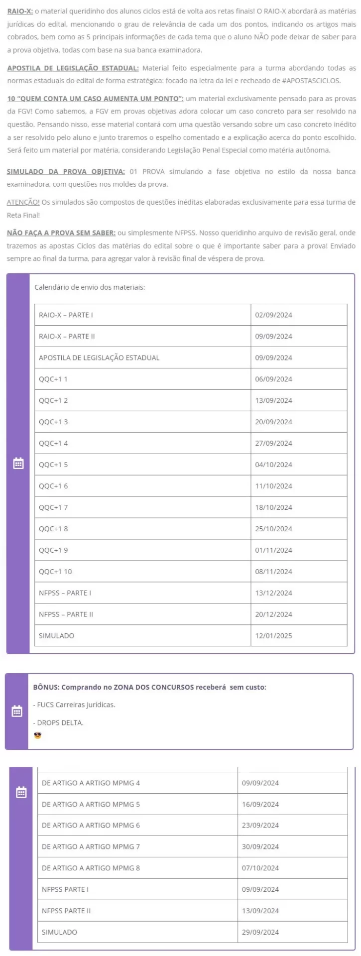 Info Rateio PC-MG Tiro Certo 2024 Pós Edital - Reta Final - Ciclos