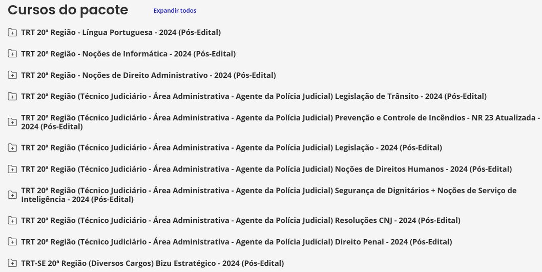 Informações Rateio TRT-SE 20ª Região 2024 (Técnico Judiciário – Área Administrativa - Agente da Polícia Judicial) Pós Edital - Estratégia