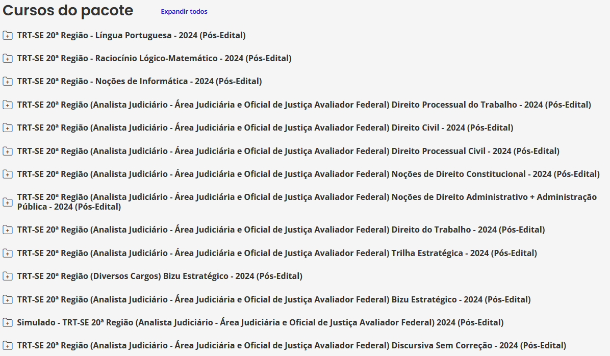 Informações Rateio TRT-SE 20ª Região - (Analista Judiciário – Área Judiciária e Oficial de Justiça Avaliador Federa) Pós Edital 2024 - Estratégia