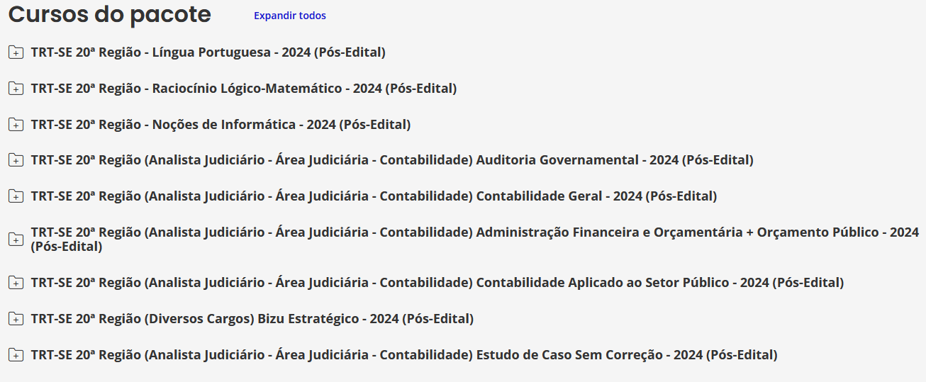 Informações Rateio TRT-SE 20ª Região - Contabilidade (Analista Judiciário – Área Judiciária) Pós Edital 2024 - Estratégia