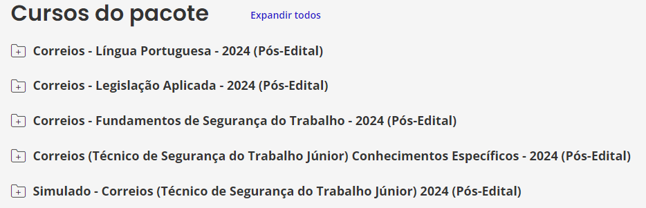 Pacote Rateio Correios - Técnico de Segurança do Trabalho Júnior - 2024 - Pós-Edital - Estratégia