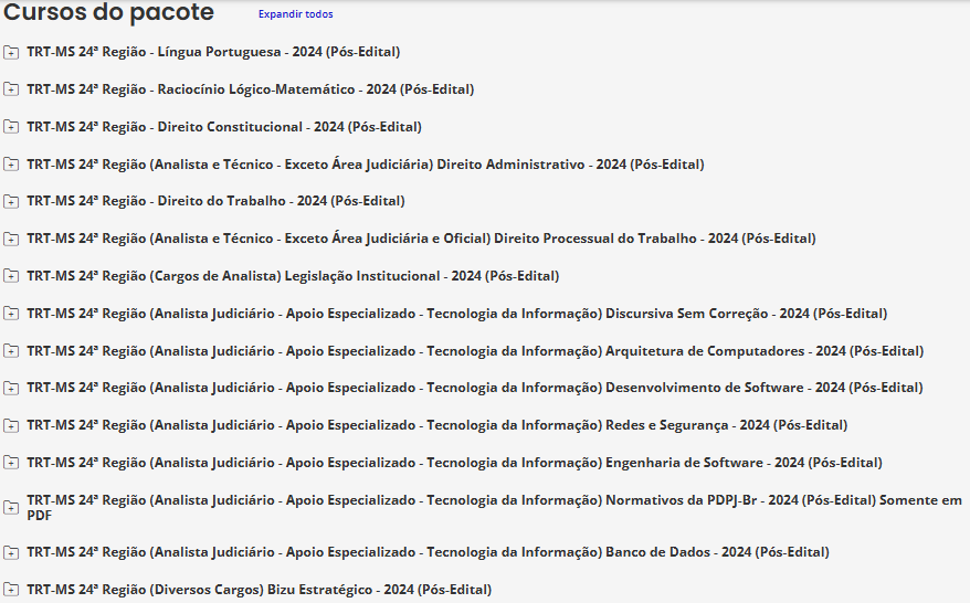 Info Rateio TRT-MS 24ª Região (Analista Judiciário - Apoio Especializado - Tecnologia da Informação) – 2024 (Pós-Edital) – Estratégia