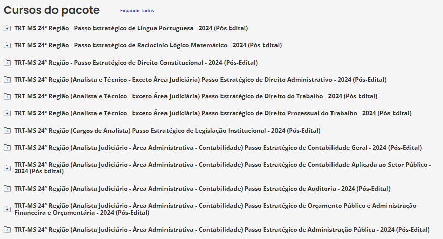 Info Rateio TRT-MS 24ª Região (Analista Judiciário - Área Administrativa - Contabilidade) – 2024 (Pós-Edital) – Estratégia