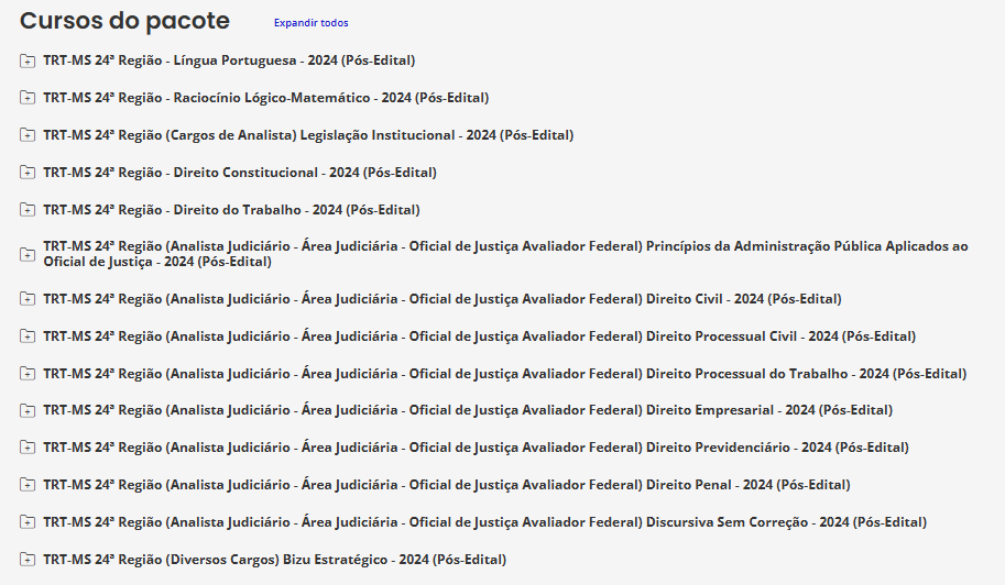 Info Rateio TRT-MS 24ª Região (Oficial de Justiça Avaliador Federal) – 2024 (Pós-Edital) – Estratégia