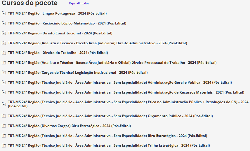 Info Rateio TRT-MS 24ª Região (Técnico Judiciário - Área Administrativa - Sem Especialidade) – 2024 (Pós-Edital) – Estratégia