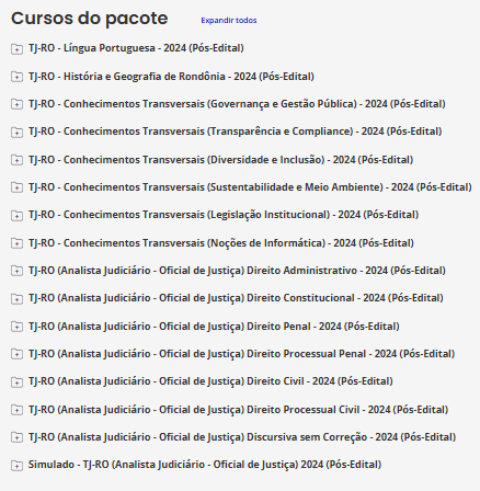 Informações Rateio TJ-RO (Analista Judiciário - Oficial de Justiça) - 2024 (Pós-Edital) - Estratégia