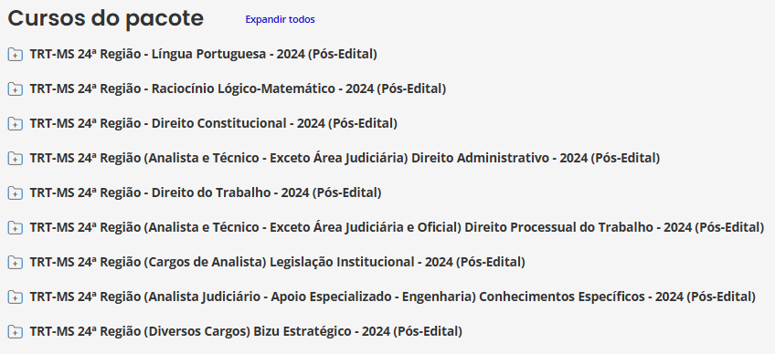 Informações Rateio TRT-MS 24ª Região (Analista Judiciário – Apoio Especializado - Engenharia) – 2024 (Pós-Edital) – Estratégia