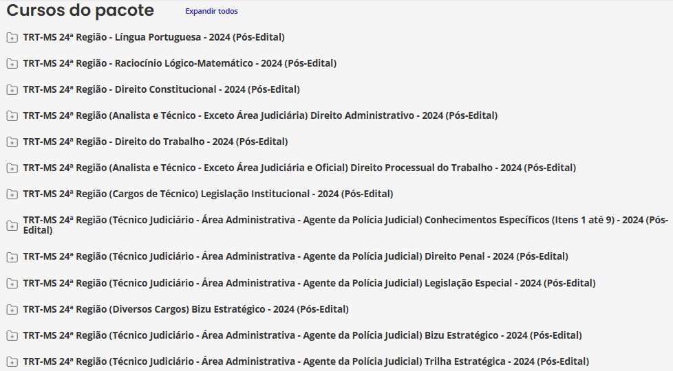 Informações Rateio TRT-MS 24ª Região (Técnico Judiciário - Área Administrativa - Agente da Polícia Judicial) – 2024 (Pós-Edital) – Estratégia