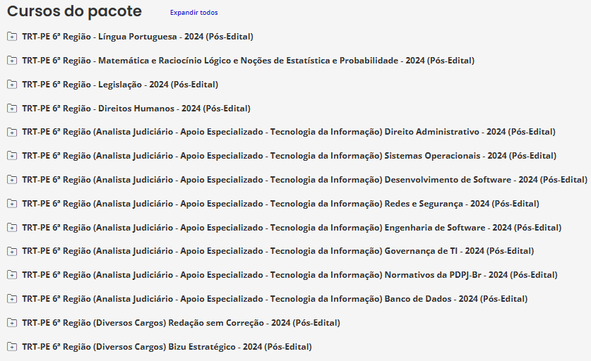 Informações Rateio TRT-PE 6ª Região (Analista Judiciário - Apoio Especializado - Tecnologia da Informação) 2024 (Pós-Edital) - Estratégia