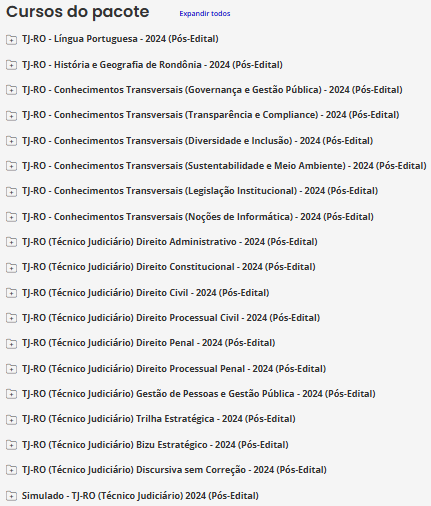 Informações TJ-RO (Técnico Judiciário) Pacote Completo - 2024 (Pós-Edital) - Estratégia