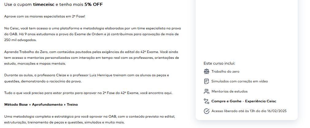 Info Rateio OAB 42 – Direito do Trabalho – 2ª Fase Repescagem e Regular 2025 – Ceisc