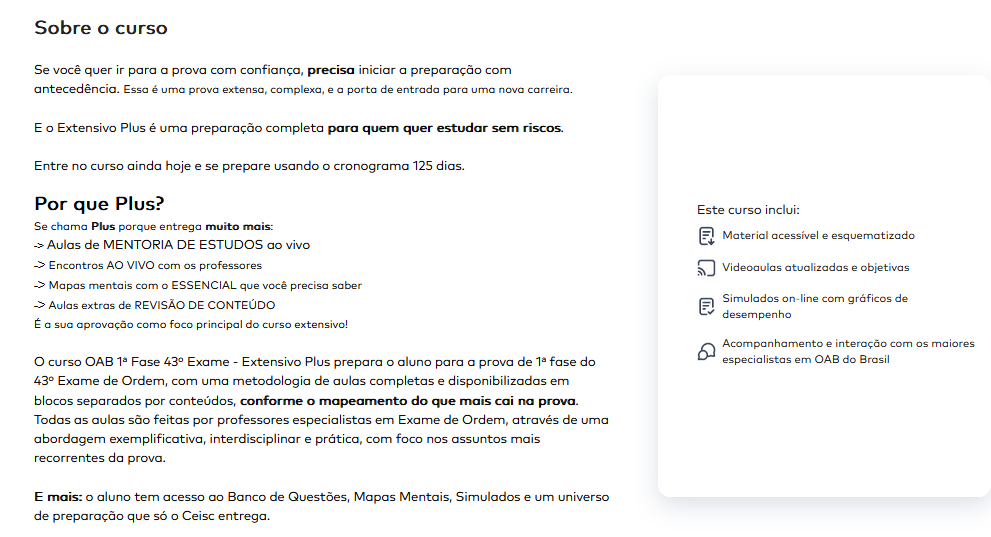 Info Rateio OAB 43 – Extensivo Plus 2025 – Ceisc