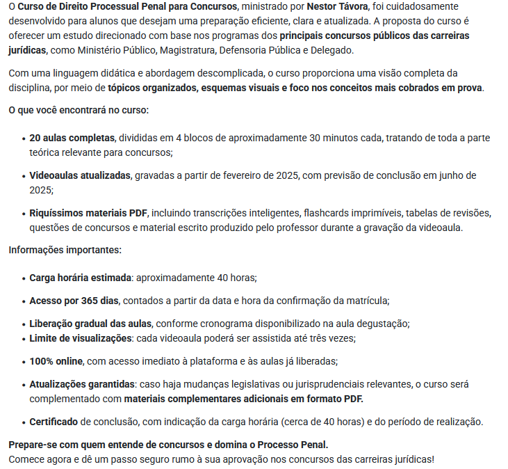 Direito Processual Penal Cursos