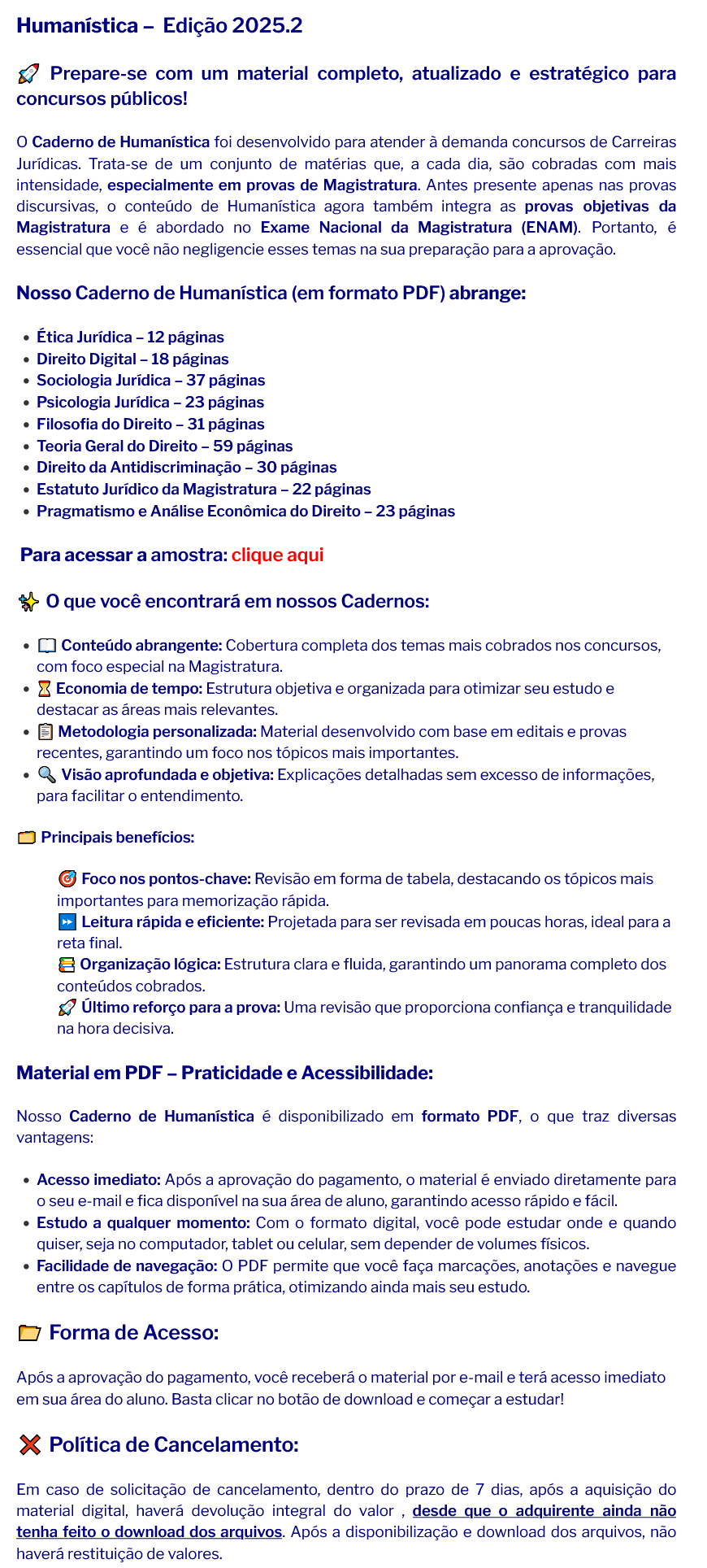 Informações do Rateio Humanística (2025.2) Cadernos Sistematizados