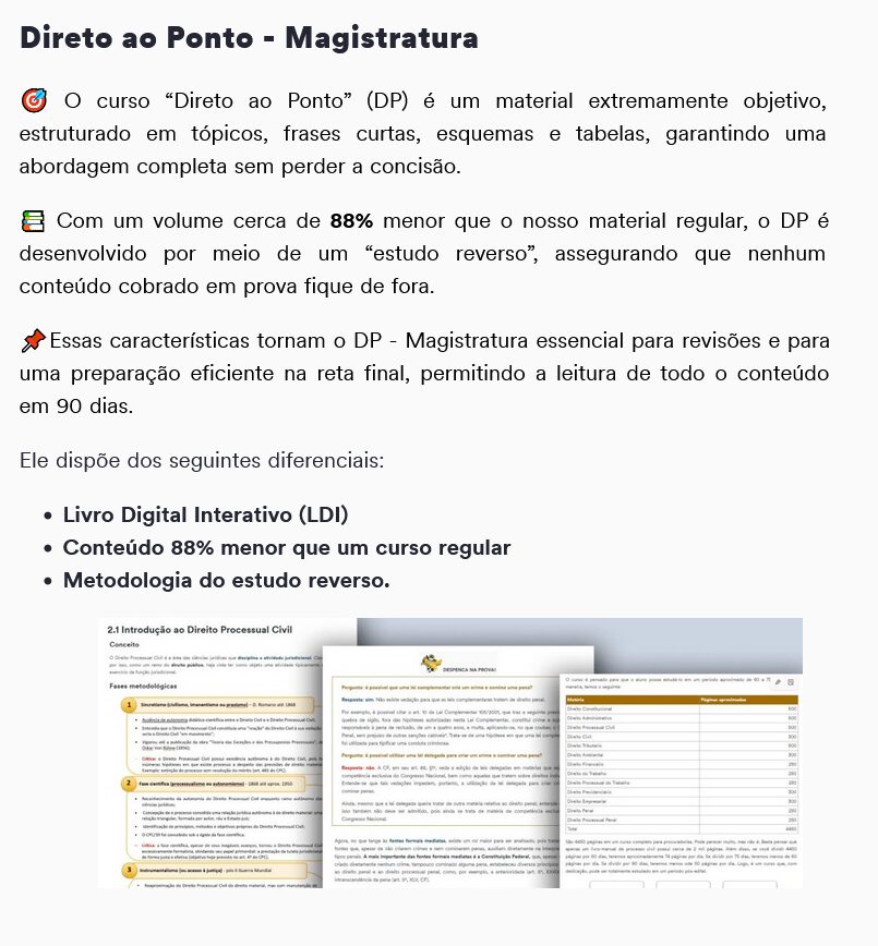 Informações do Rateio Magistratura Direto ao Ponto (2025) Estratégia