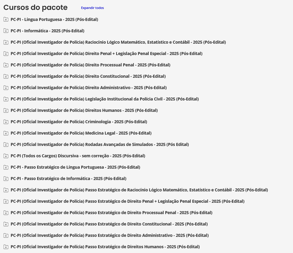 Informações do Rateio PC-PI 2025 Pós-Edital (Oficial Investigador de Polícia) Estratégia