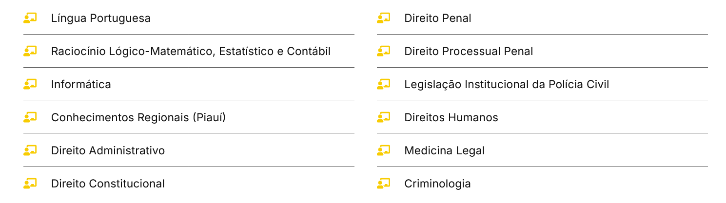 Informações do Rateio Reta Final Oficial Investigador de Polícia Civil Piauí Pós-Edital (2025) Dedicação Delta