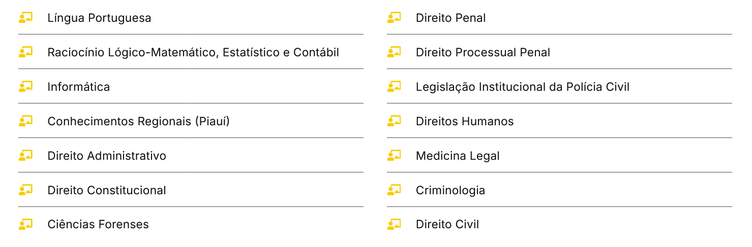 Informações do Rateio Reta Final PC-PI Delegado e Investigador 2 em 1 (Pós-edital 2025) Dedicação Delta