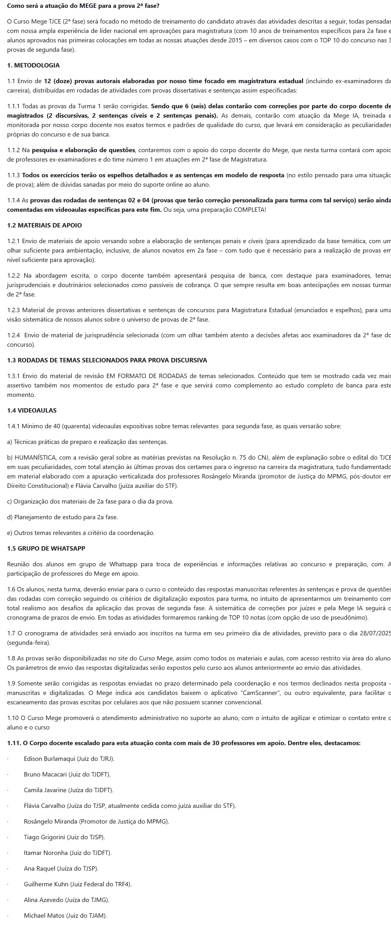 Informações do Rateio TJCE 2025 Pós Edital (2ª Fase) Mege