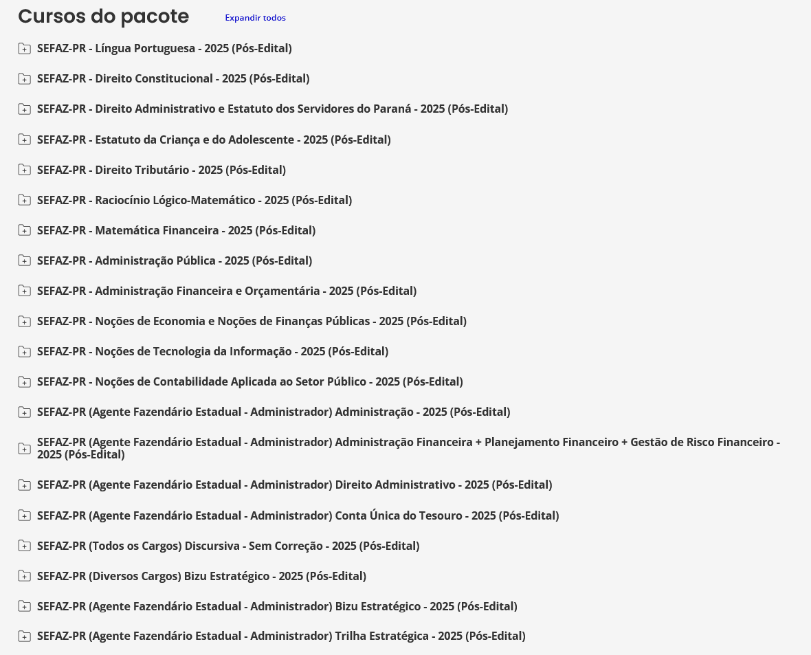 Informações Rateio SEFAZ-PR 2025 Pós-Edital (Agente Fazendário Estadual - Administrador) Estratégia
