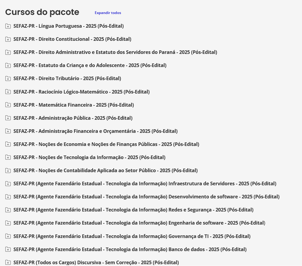 Informações Rateio SEFAZ-PR 2025 Pós-Edital (Agente Fazendário Estadual - Tecnologia da Informação) Estratégia