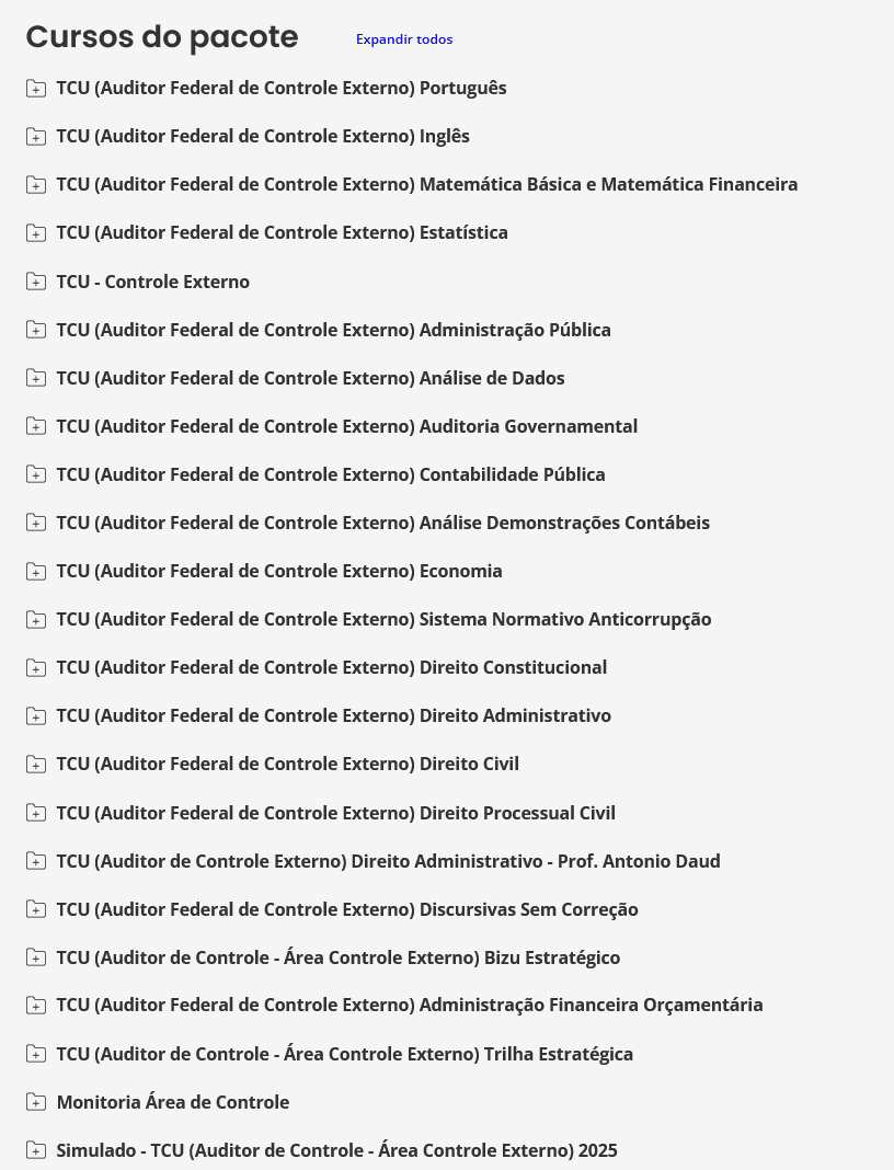 Informações Rateio TCU 2025 Pós-Edital (Auditor de Controle - Área Controle Externo) Estratégia