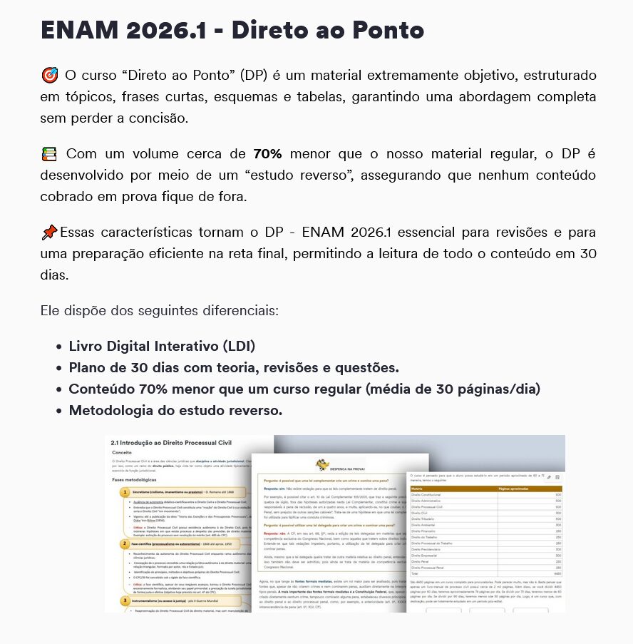 Informações Rateio ENAM - Direto ao Ponto (2026.1) Estratégia