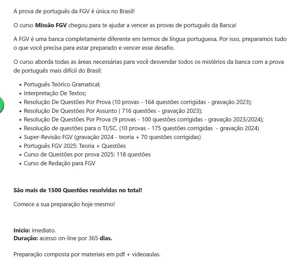 Informações Rateio Missão FGV - Português (2026) Andresan
