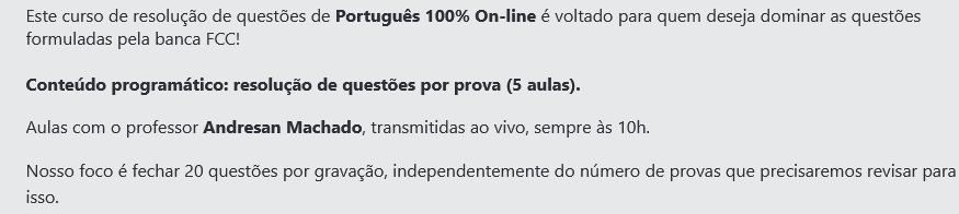 Informações Rateio Português FCC - Resolução de Questões por prova (2026) Andresan