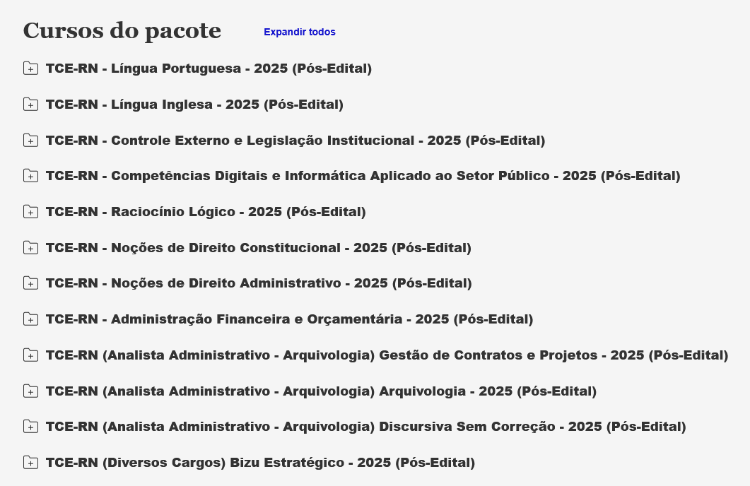 Informações Rateio TCE-RN 2025 - Pós Edital (Analista Administrativo – Arquivologia) Estratégia