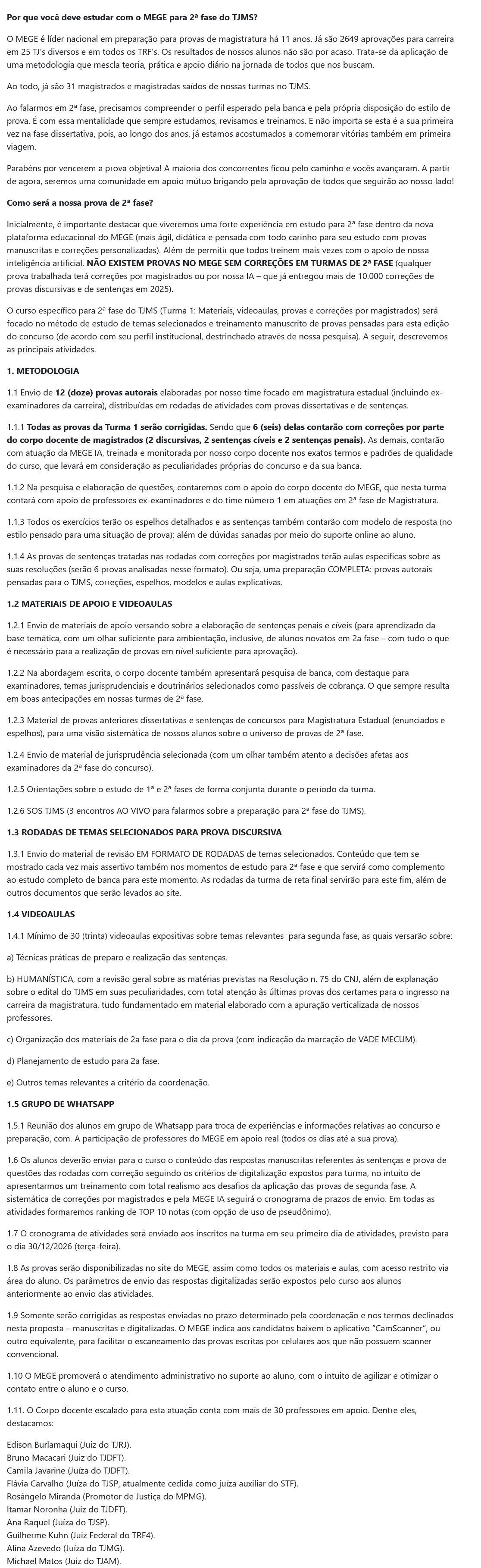 Informações Rateio TJMS, 2ª Fase (2026) Mege