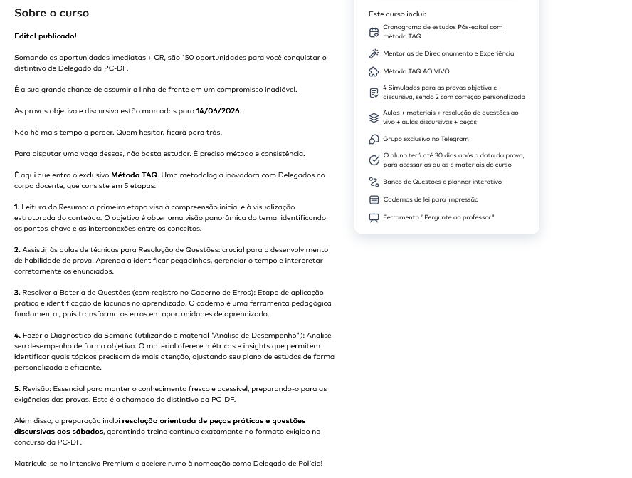 Informações Rateio Delegado PC-DF Intensivo Premium (2026) Ceisc