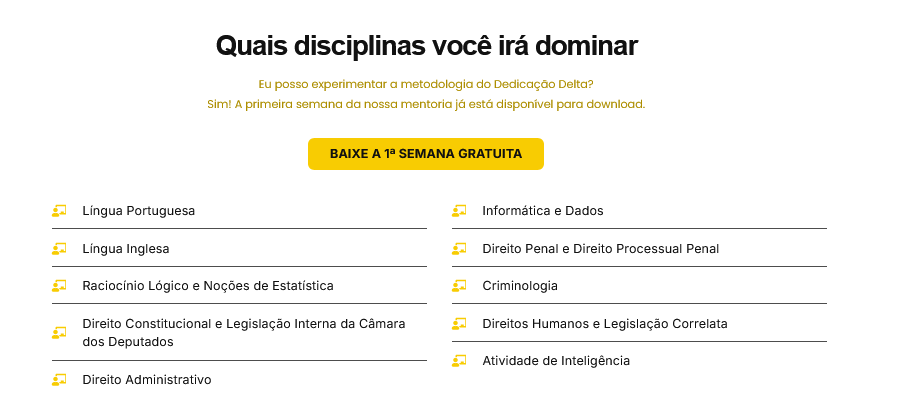 Informações Rateio RETA FINAL CÂMARA DOS DEPUTADOS (2026) Dedicação Delta
