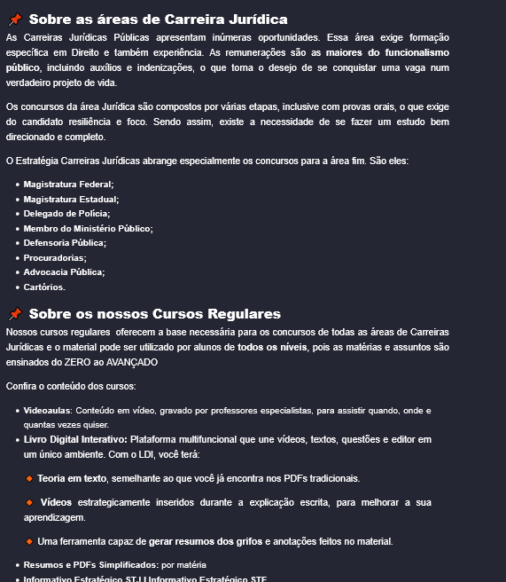 Descrição Rateio Carreiras Jurídicas 2026 (Curso Regular) Estratégia Concursos