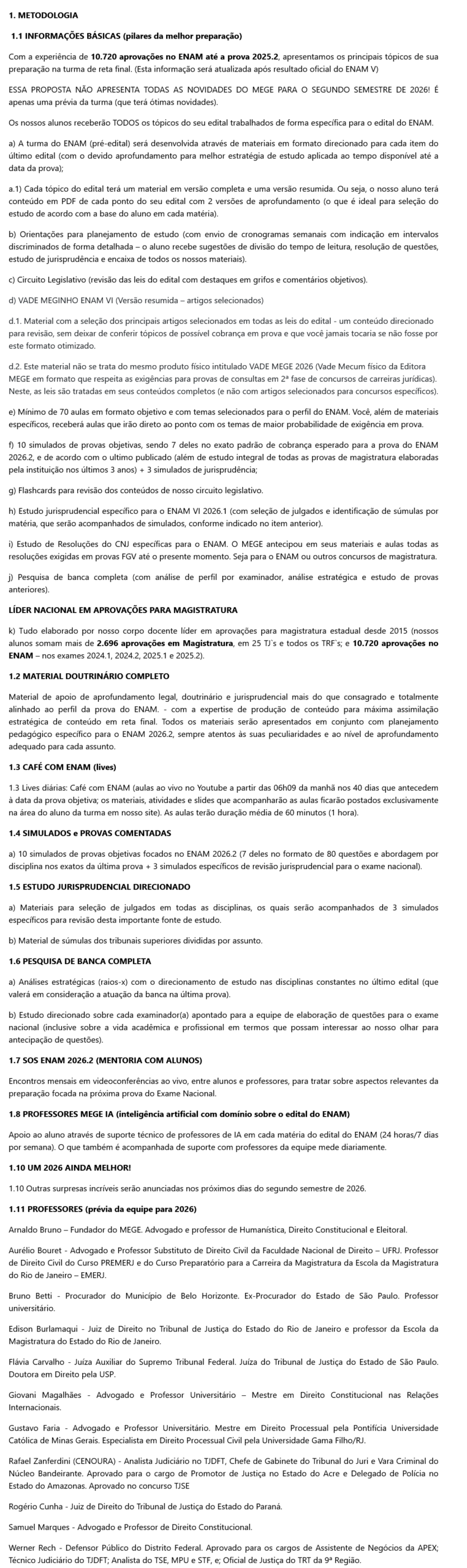 Informações Rateio ENAM VI Pré-Edital (2026.2) Mege