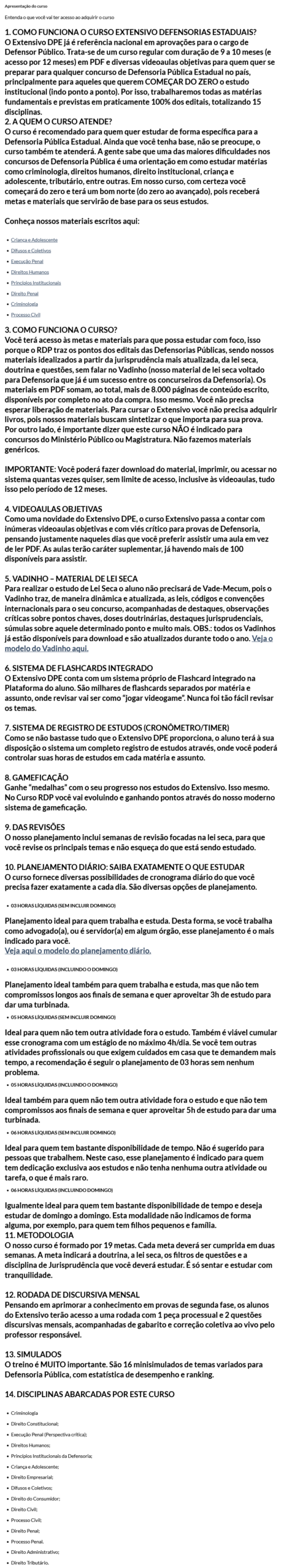 Informações Rateio Extensivo DPE 2026 (Rumo a Defensoria) Grupo RDP